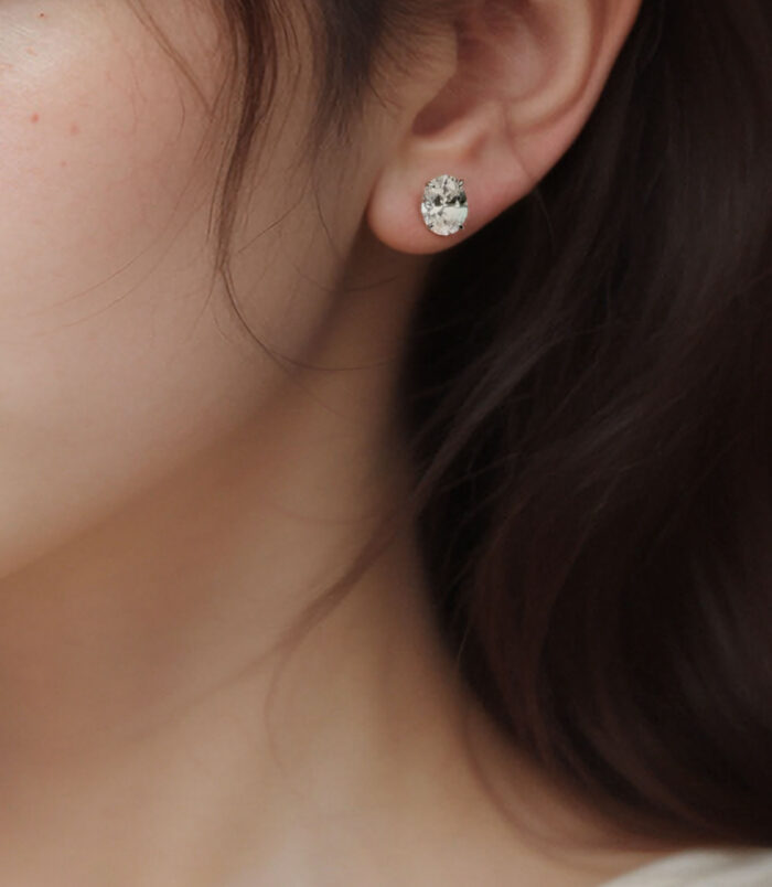 Classic Four-Prong Sterling Silver Stud Earrings model display