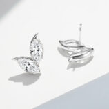 back side close up of Elegant Leaf-Shaped Marquise zirconia Stud Earrings