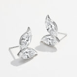 ear stick details of Elegant Leaf-Shaped Marquise zirconia Stud Earrings