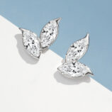 front view close up of Elegant Leaf-Shaped Marquise zirconia Stud Earrings