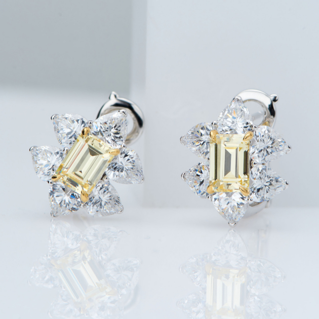 1ct Brocade Yellow Diamond | Silver Earrings