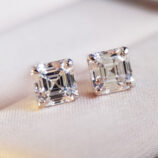 Sterling Silver Princess-Cut Cubic Zirconia Stud Earrings on a jewelry box