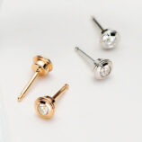 Sterling Silver mini Stud Earrings color comparison : white gold color vs. rose gold color