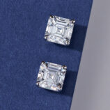 full view close up of Sterling Silver Princess-Cut Cubic Zirconia Stud Earrings
