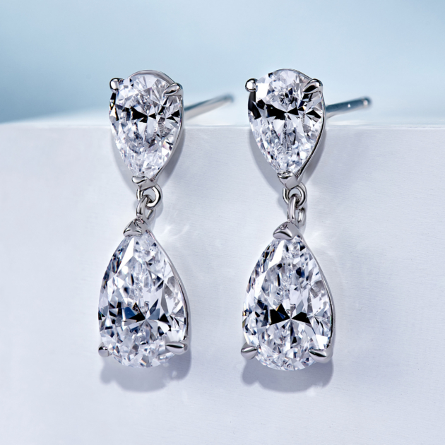 1.5ct Water drop | Silver Earrings
