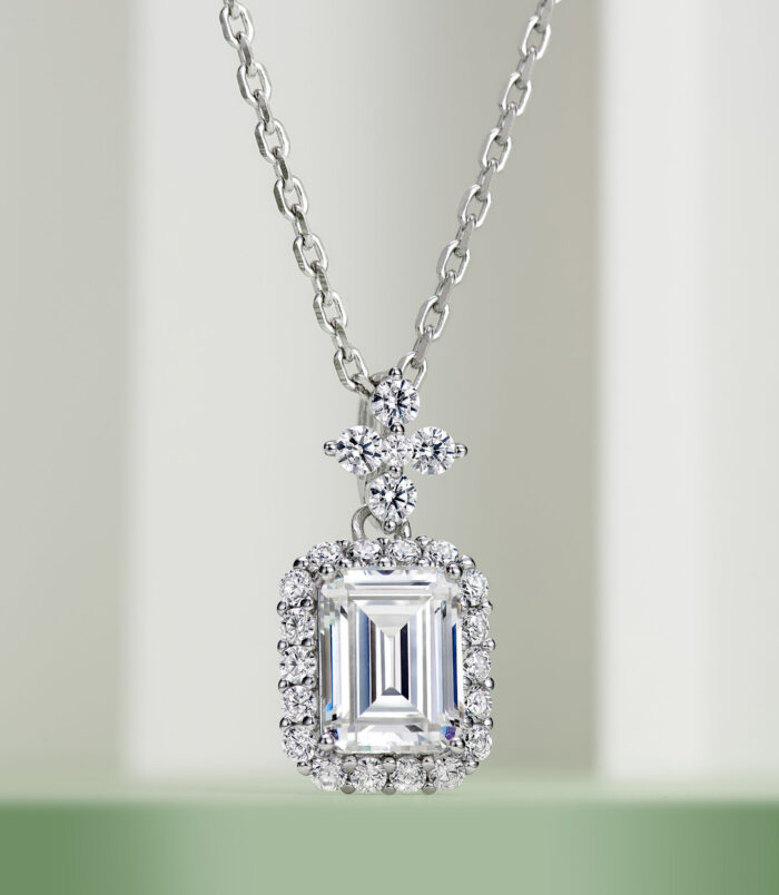 front view close-up of Sterling silver perfume bottle necklace