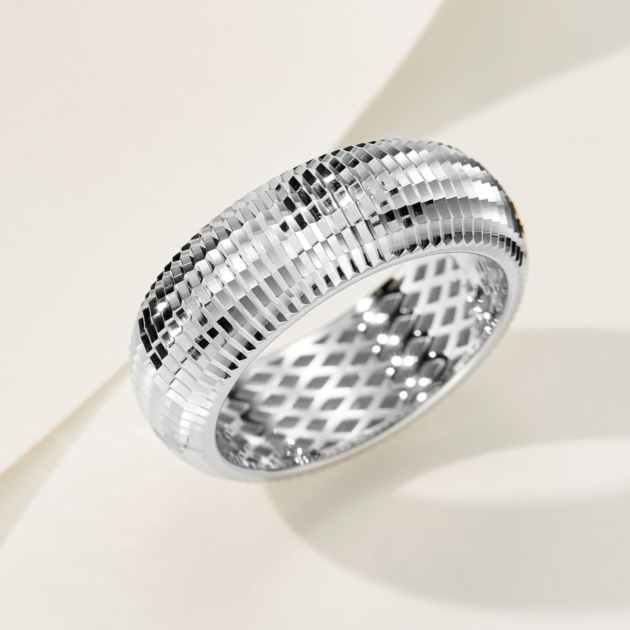 Faceted Lamp Ball | Silver Ring