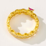 inner side close-up of Enchanting Heart-Shaped Pink Zirconia Sterling Silver Ring