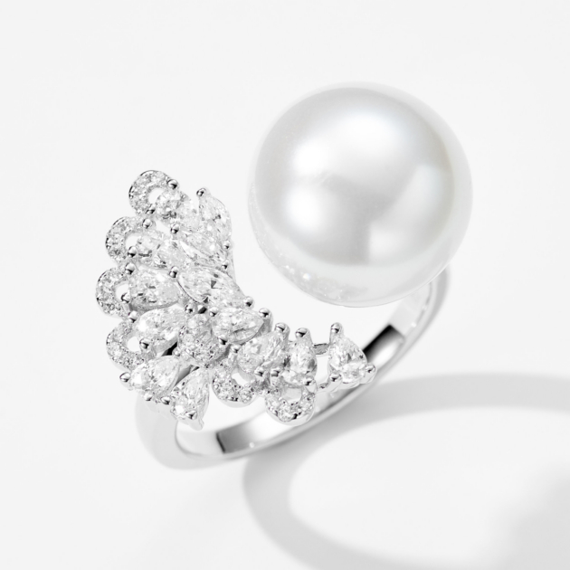 12mm Peacock Plume Pearl | Silver Ring