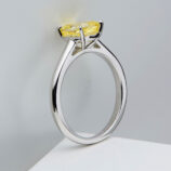 side view close-up of Cushion-Cut Yellow gemstone Sterling Silver Solitaire Ring