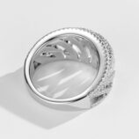 inner side close-up of Bold Criss-Cross Cubic Zirconia Pavé Sterling Silver Band Ring