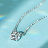 back view close-up of Sleek Sterling Silver Solitaire zirconia Necklace