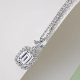 top view close-up of Sterling silver perfume bottle necklace