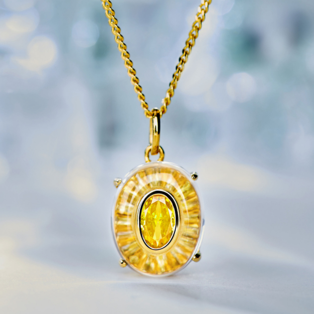Crystal Colored Diamond | Silver Necklace
