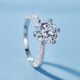 main stone close-up of Solitaire Cubic Zirconia Sterling Silver Engagement Ring