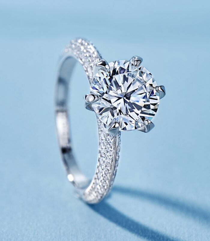 main stone close-up of Solitaire Cubic Zirconia Sterling Silver Engagement Ring