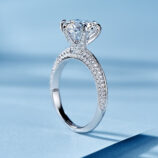 side view close-up of Solitaire Cubic Zirconia Sterling Silver Engagement Ring