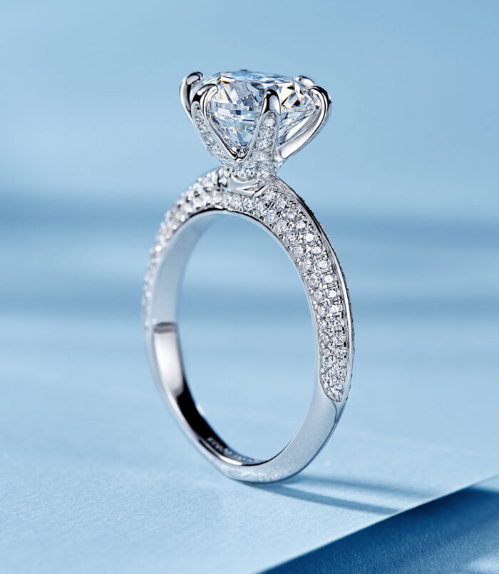 side view close-up of Solitaire Cubic Zirconia Sterling Silver Engagement Ring