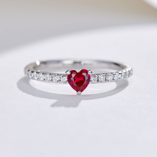 4mm Heart Ruby | Silver Ring