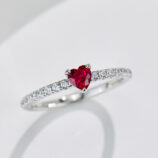main stone close-up of Enchanting Heart-Shaped Simulated Ruby Sterling Silver Ring