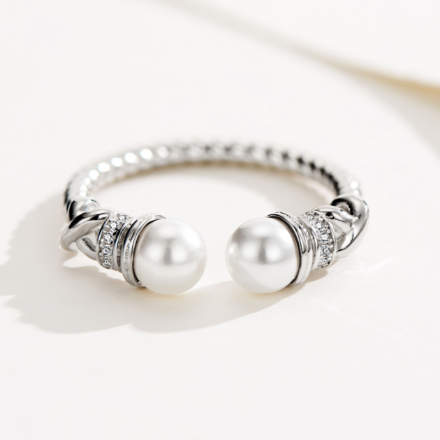 5mm Pearl Twist | Silver Ring