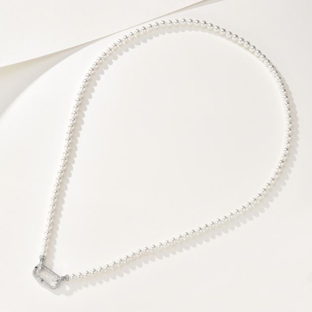 Pearl Universal Clasp | Silver Necklace
