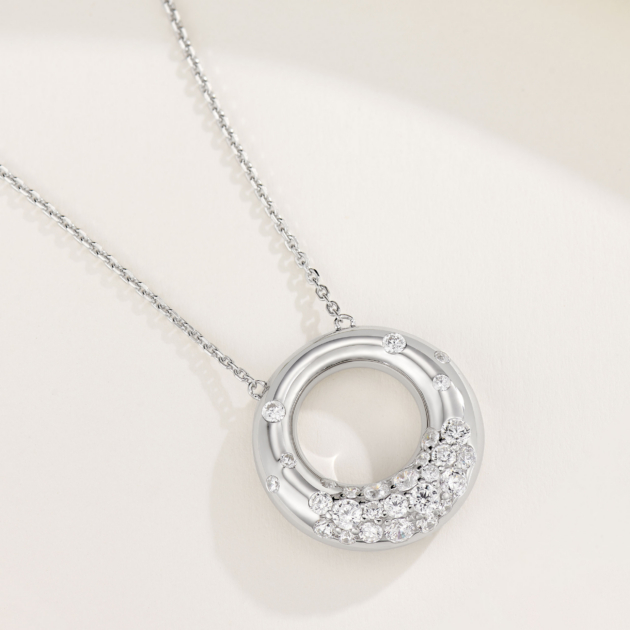 Paved Donut | Silver Necklace