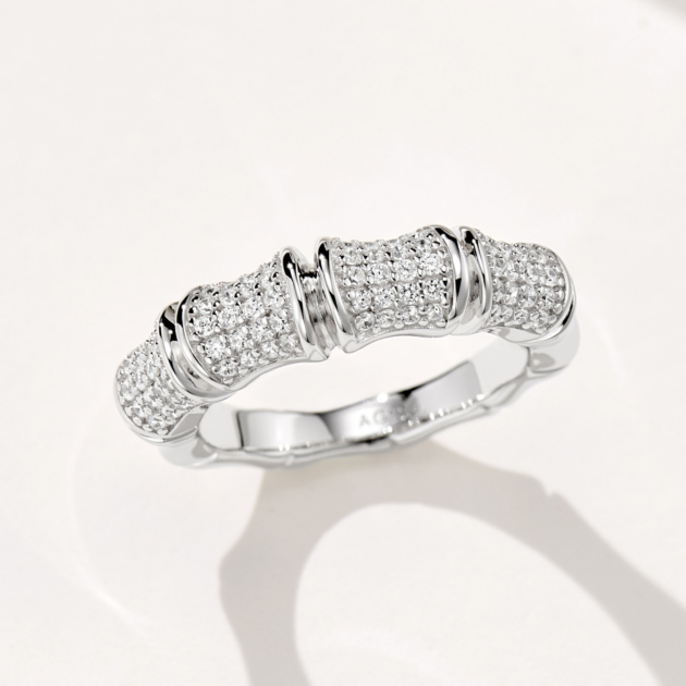 Bamboo-Joint Diamond | Silver Ring