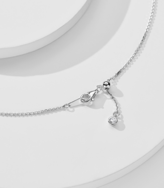 clasp's details of Sterling Silver smile Mixed-Cut Cubic Zirconia Stones Bar Necklace