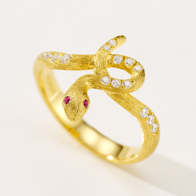 Brushed Snake Diamond | Silver Ring