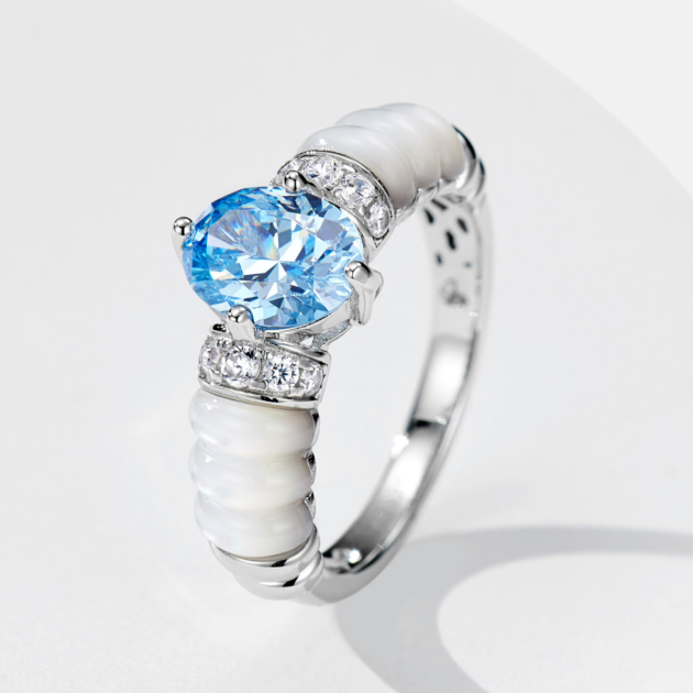 1.25ct Seawater Blue Diamond | Silver Ring