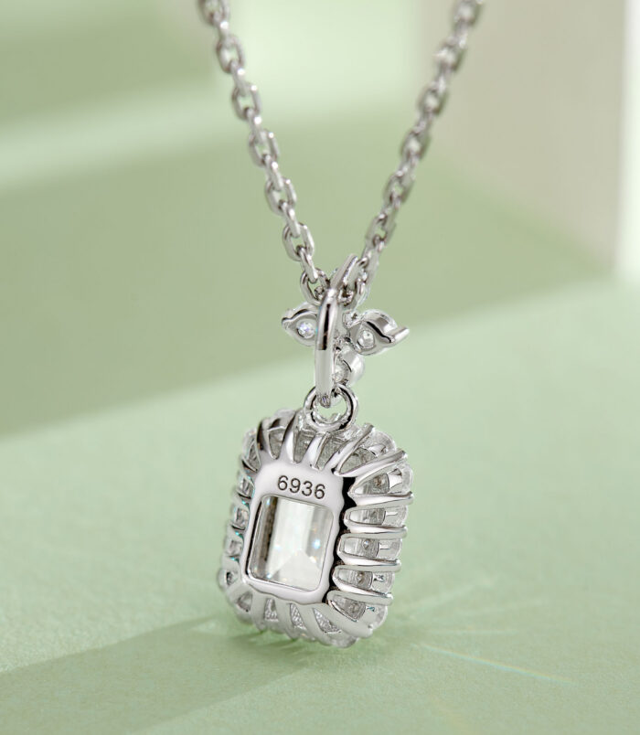 back view close-up of Sterling silver perfume bottle necklace