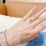 jewelry set: Oval-Cut Cubic Zirconia Sterling Silver Ring with pear-cut bracelet