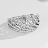 side view close-up of Bold Criss-Cross Cubic Zirconia Pavé Sterling Silver Band Ring