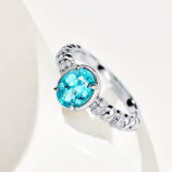 main stone close-up of Paraiba Twisted Rope Sterling Silver Ring