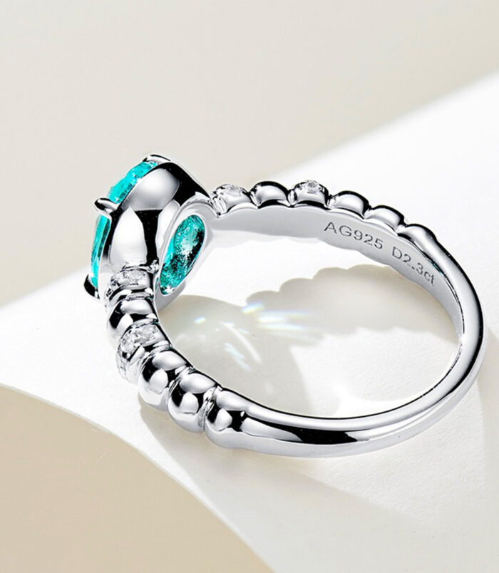 inner view close-up of Paraiba Twisted Rope Sterling Silver Ring