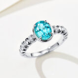 top view close-up of Paraiba Twisted Rope Sterling Silver Ring