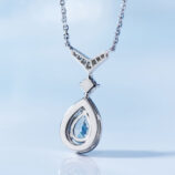 back view close-up of sterling Silver blue gemstone Necklace