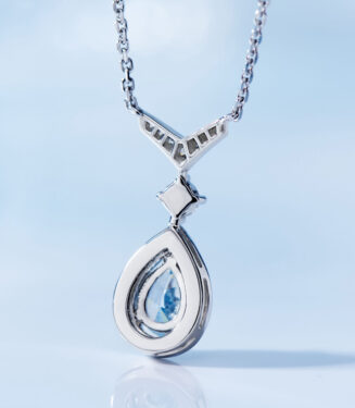 sterling Silver blue gemstone Necklace back view back view close-up of sterling Silver blue gemstone Necklace