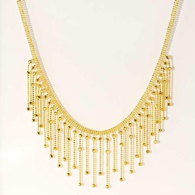 Tassel Beaded Lace | Silver Necklace