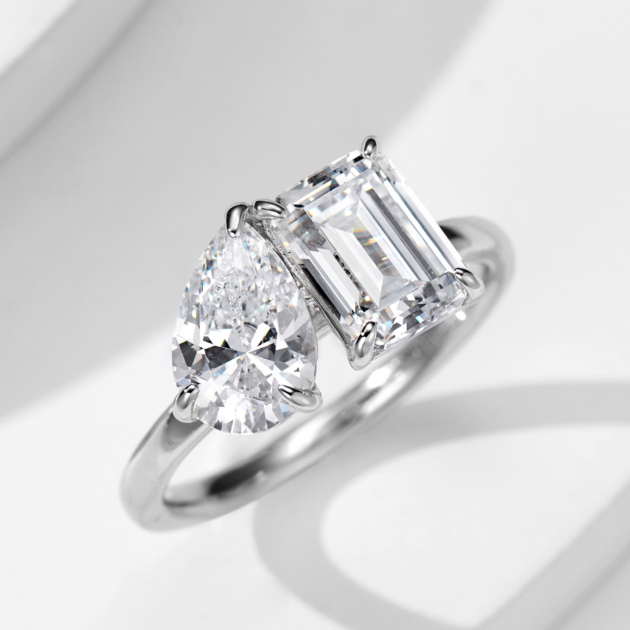 1.5ct Water drop Emerald cut | Silver Ring