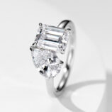 gemstone details of Sophisticated Two-Stone Sterling Silver Ring