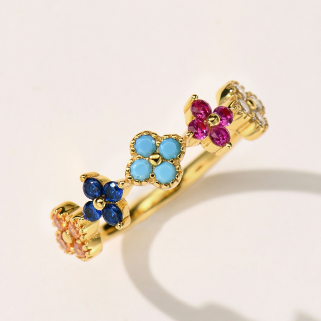 Clover Multi-Diamond | Silver Ring