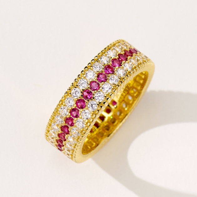 Red Corundum Diamond | Silver Ring