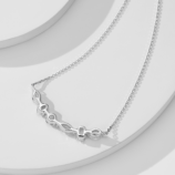 back view close-up of Sterling Silver smile Mixed-Cut Cubic Zirconia Stones Bar Necklace