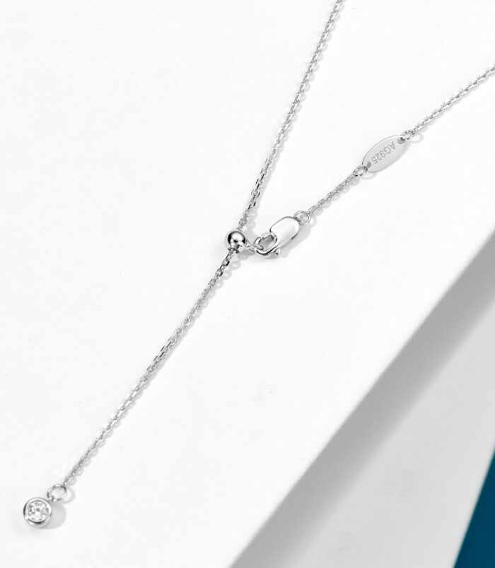 Sterling Silver Blue Zirconia Stones and Star Accents Necklace clasp details clasp details of Sterling Silver Blue Zirconia Stones and Star Accents Necklace