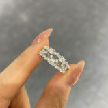 hand held close-up of Sparkling Intricate Openwork Sterling Silver Ring