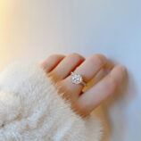 Solitaire Cubic Zirconia Sterling Silver Engagement Ring worn on a model's finger