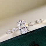 Sophisticated Oval-Cut Cubic Zirconia Sterling Silver Engagement Ring displayed on a jewelry box