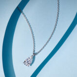 main stone details of Sterling Silver Solitaire Pear-Shaped Zirconia Pendant Necklace
